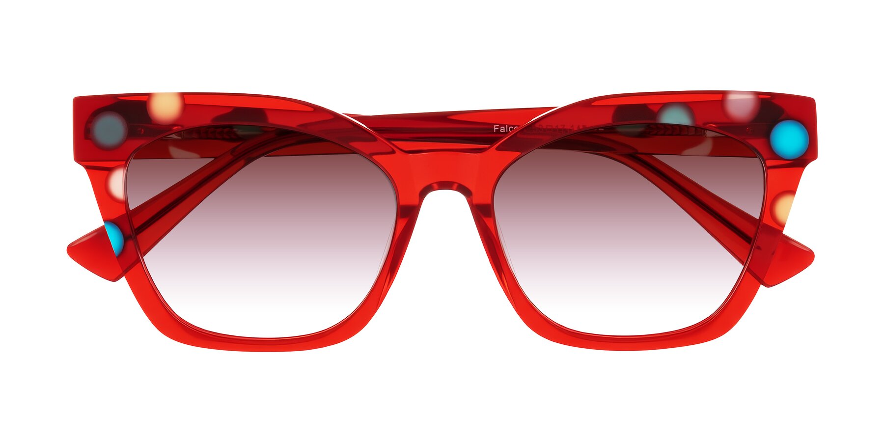 Folded Front of Falcon in Sage Dots with Garnet Gradient Lenses