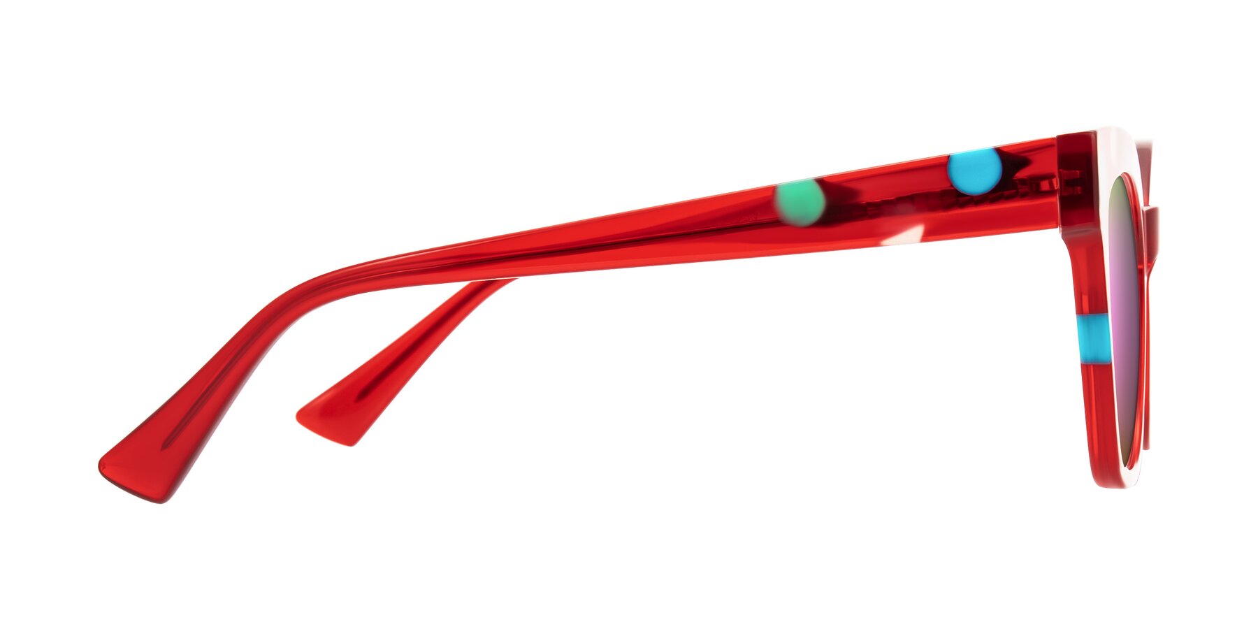 Side of Falcon in Sage Dots with Pink Mirrored Lenses