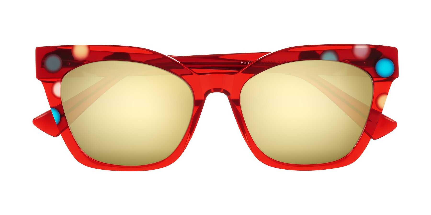 Folded Front of Falcon in Sage Dots with Gold Mirrored Lenses