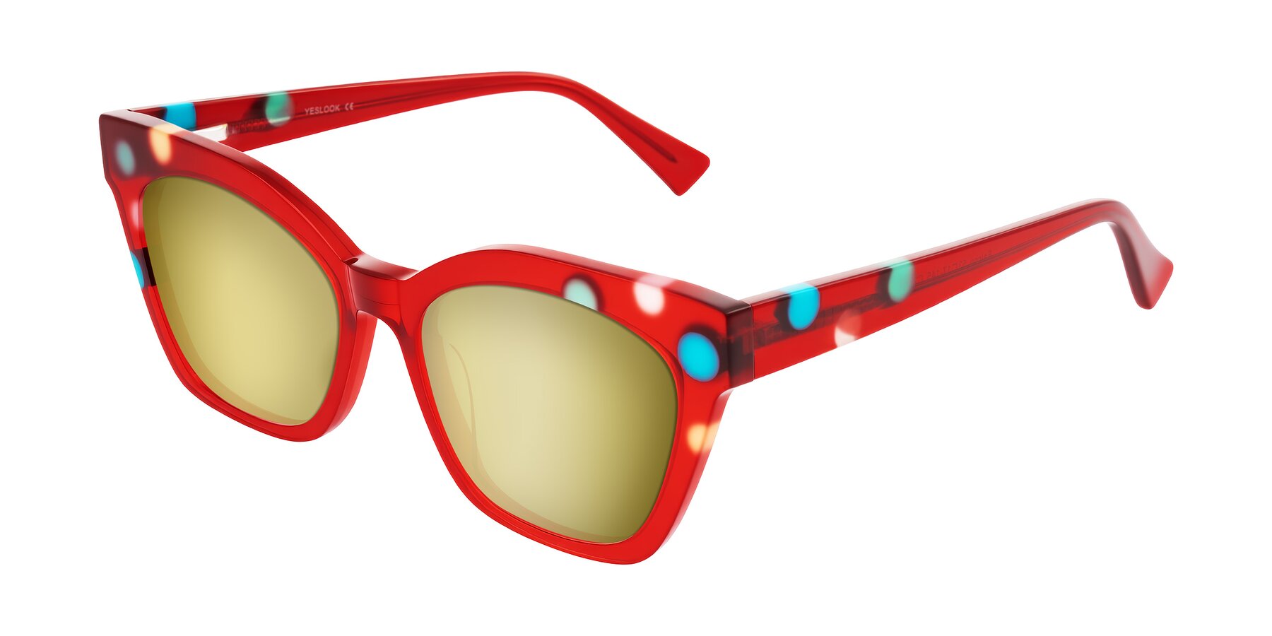Angle of Falcon in Sage Dots with Gold Mirrored Lenses