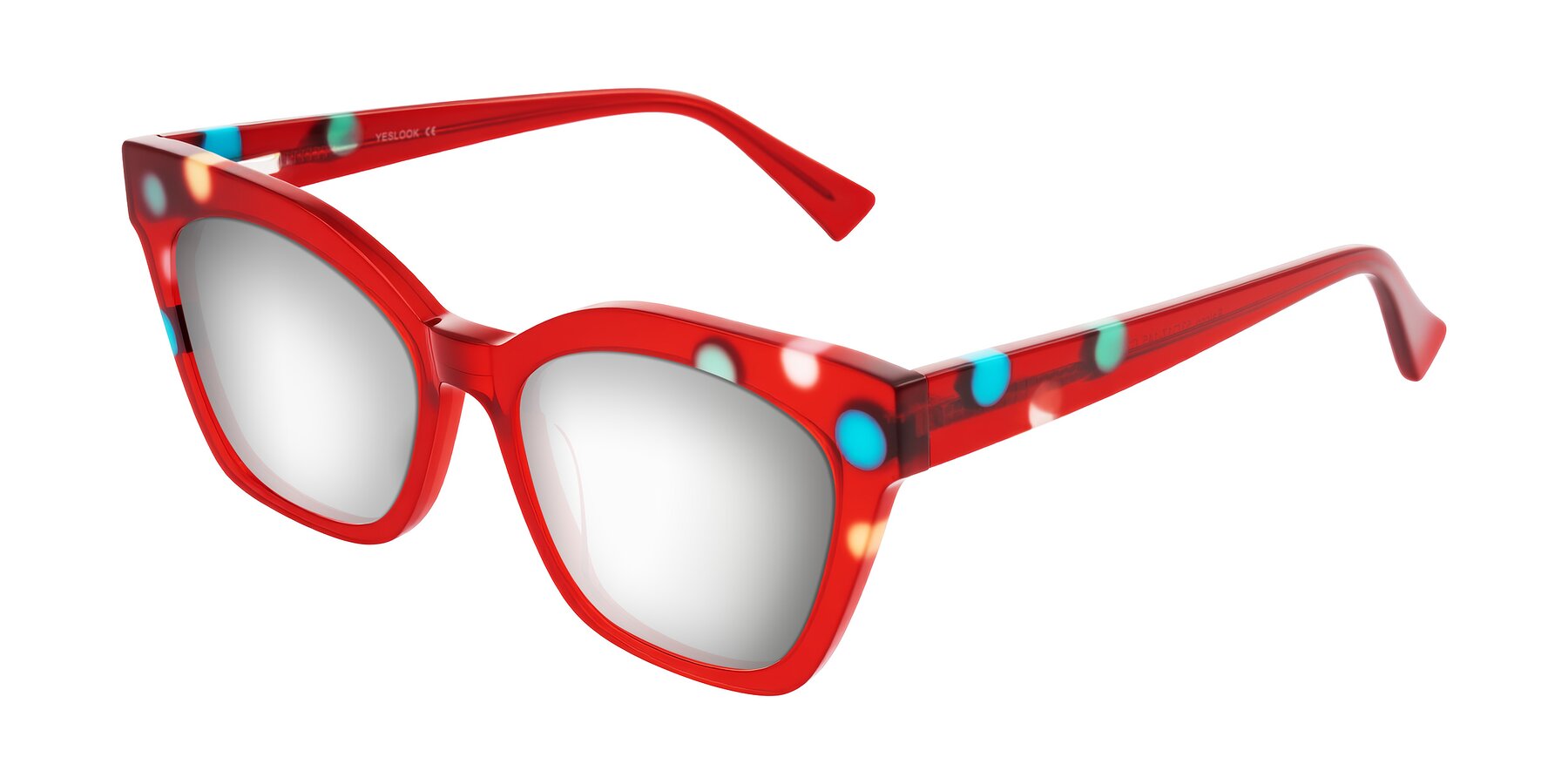 Angle of Falcon in Sage Dots with Silver Mirrored Lenses