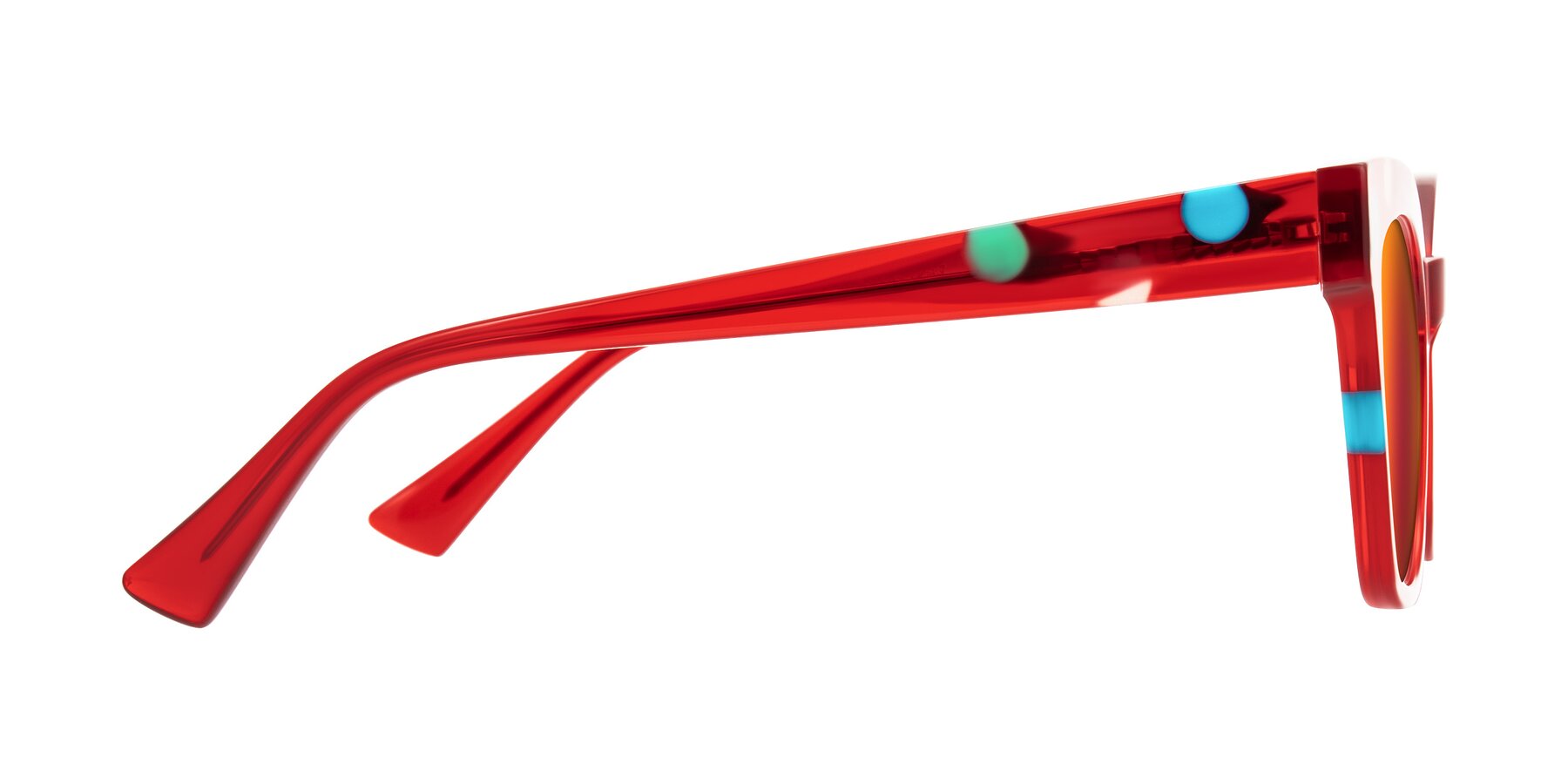 Side of Falcon in Sage Dots with Red Gold Mirrored Lenses