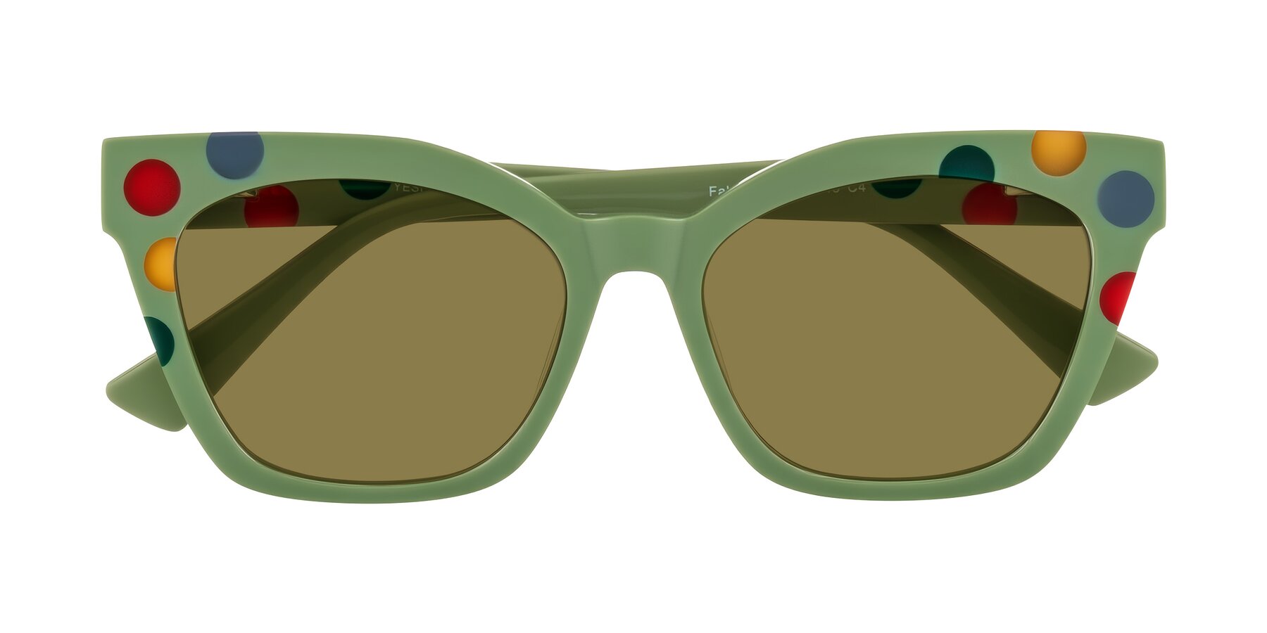 Sage Dots Retro-Vintage Acetate Cat-Eye Polarized Sunglasses with Brown Sunwear Lenses - Falcon