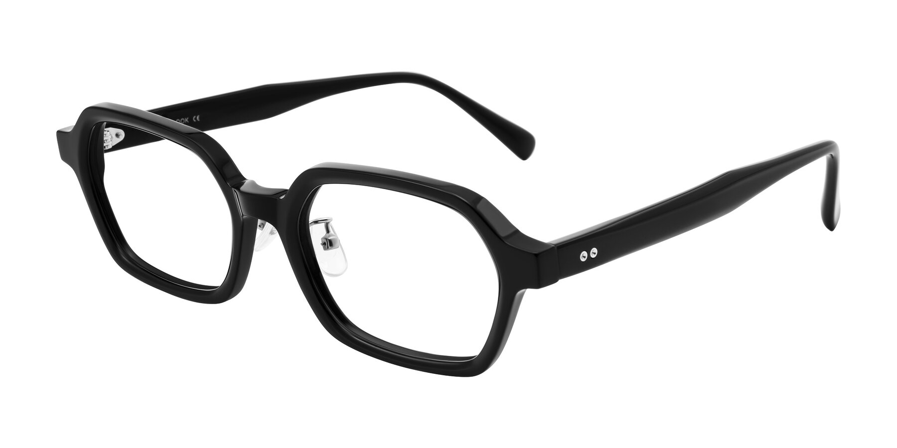 Angle of Hicles in Black with Clear Reading Eyeglass Lenses