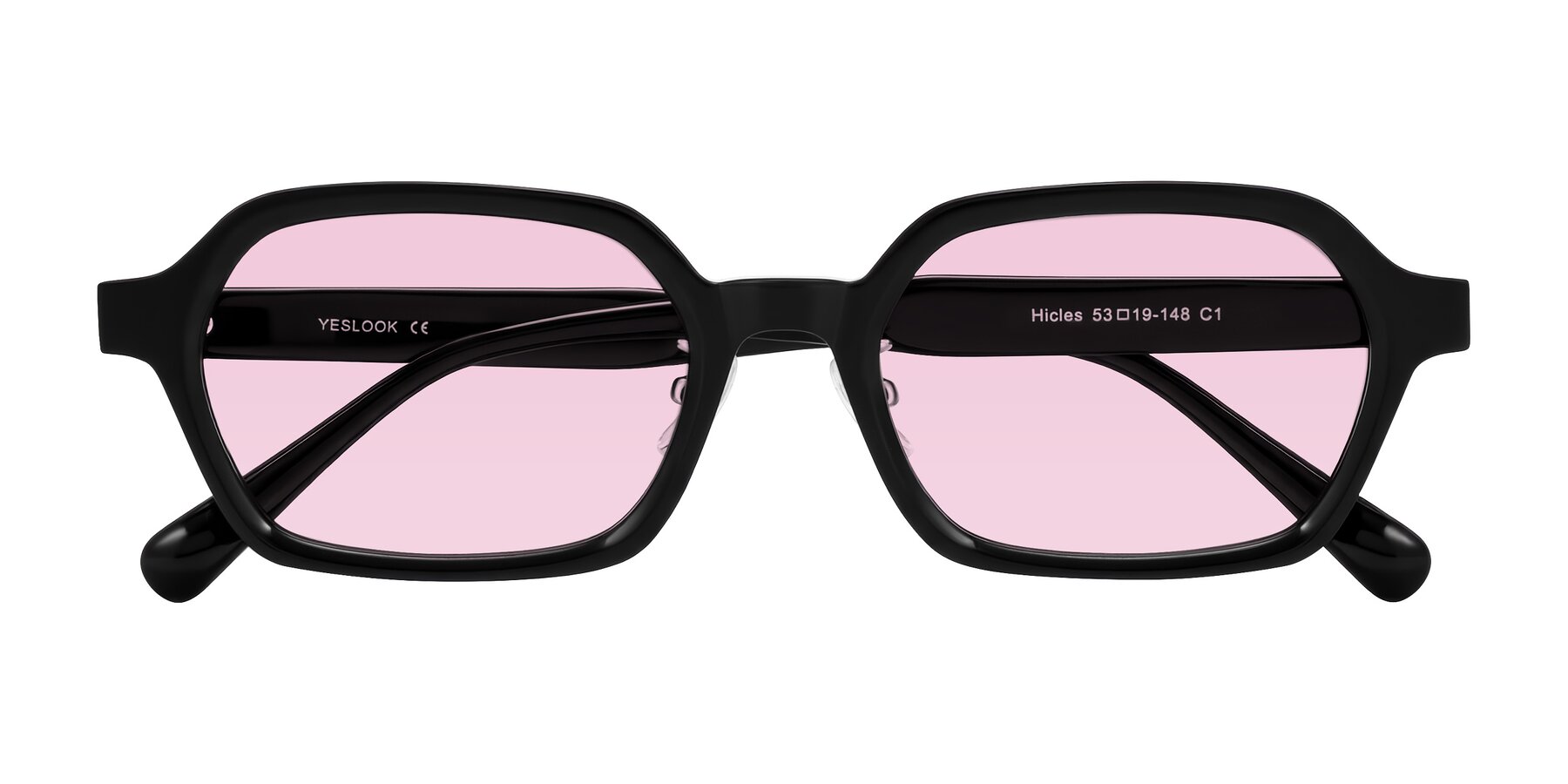 Folded Front of Hicles in Black with Light Pink Tinted Lenses