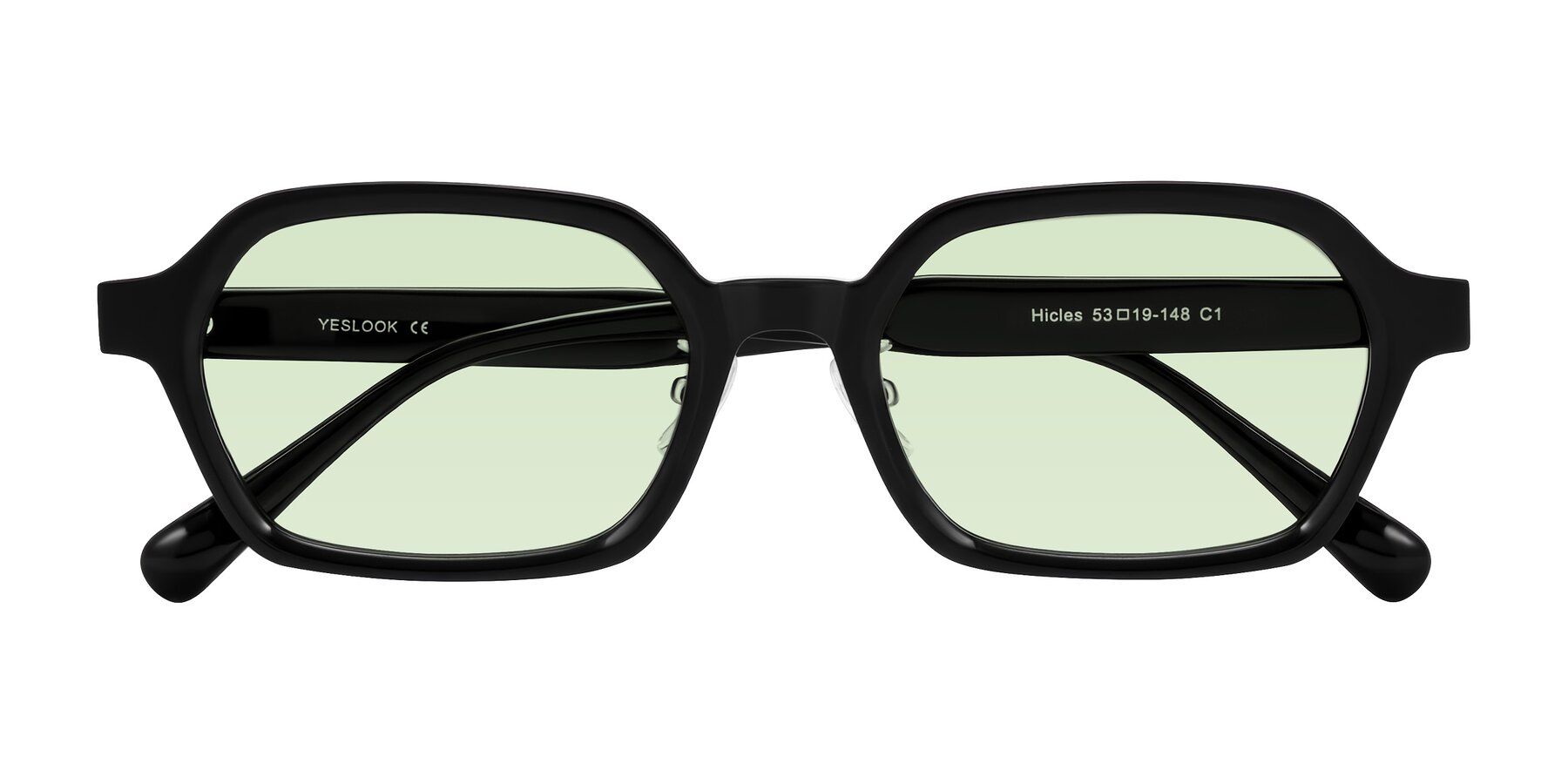 Folded Front of Hicles in Black with Light Green Tinted Lenses