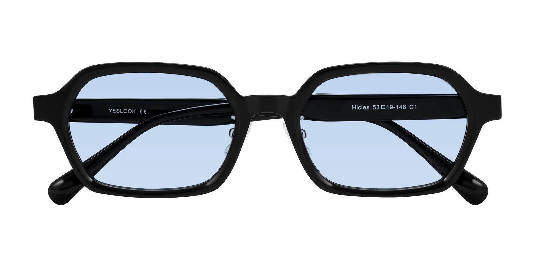 Folded Front of Hicles in Black with Light Blue Tinted Lenses
