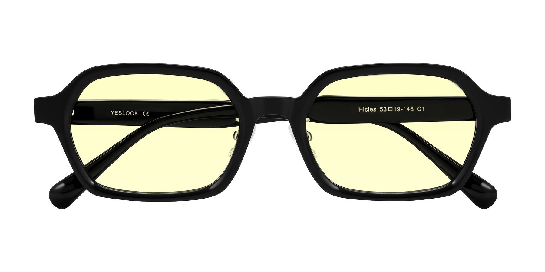 Folded Front of Hicles in Black with Light Yellow Tinted Lenses