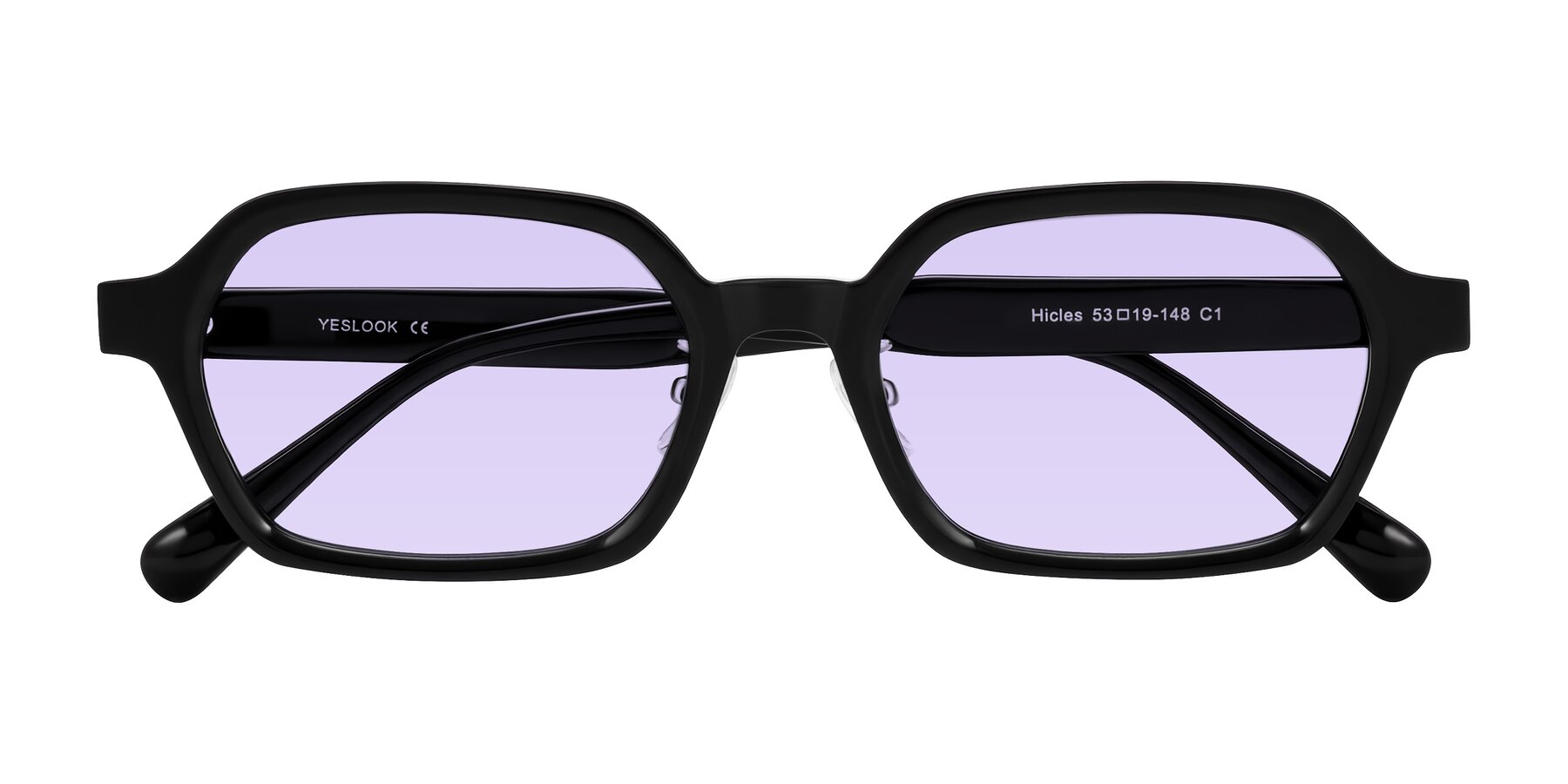Folded Front of Hicles in Black with Light Purple Tinted Lenses