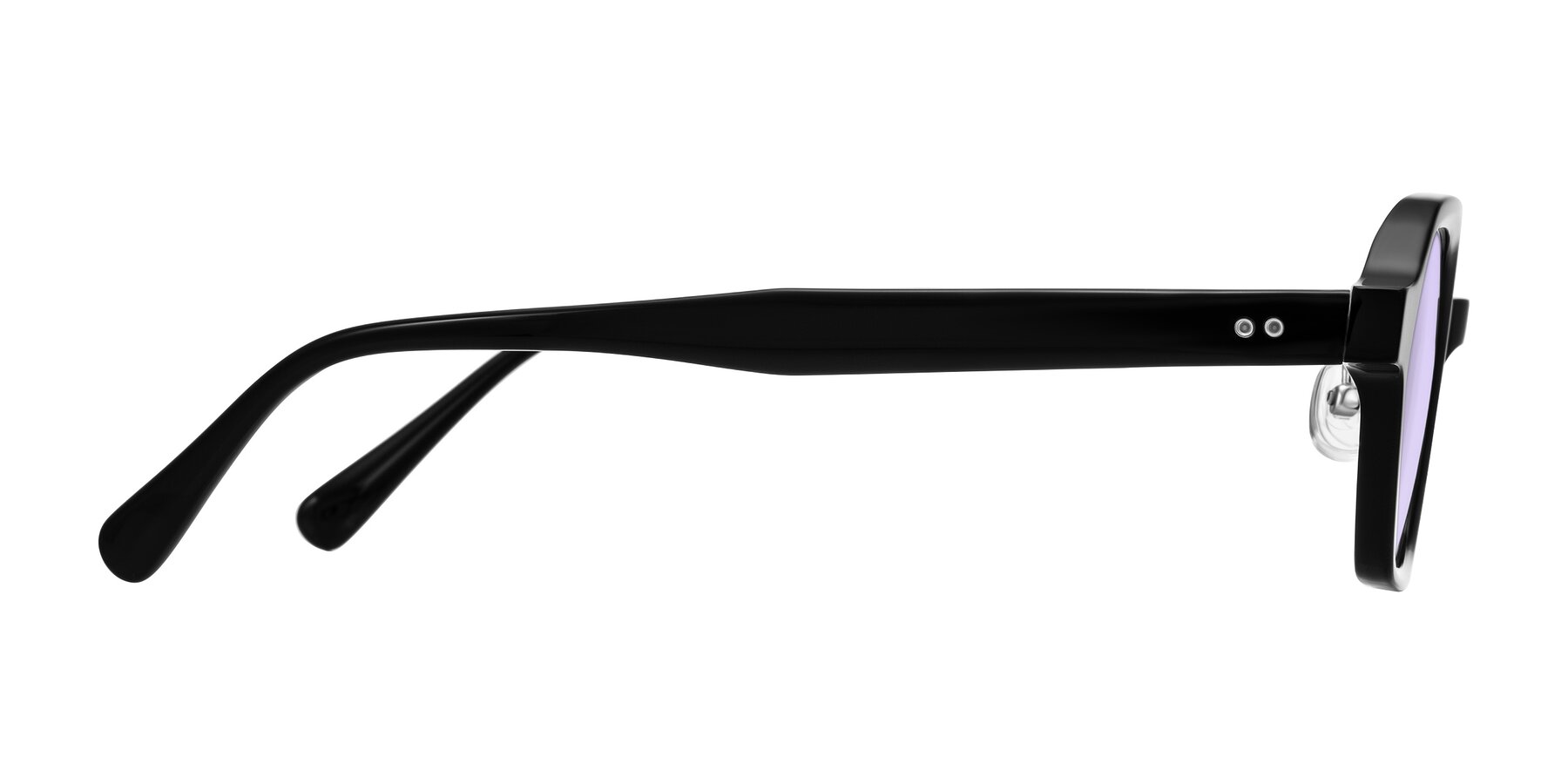 Side of Hicles in Black with Light Purple Tinted Lenses