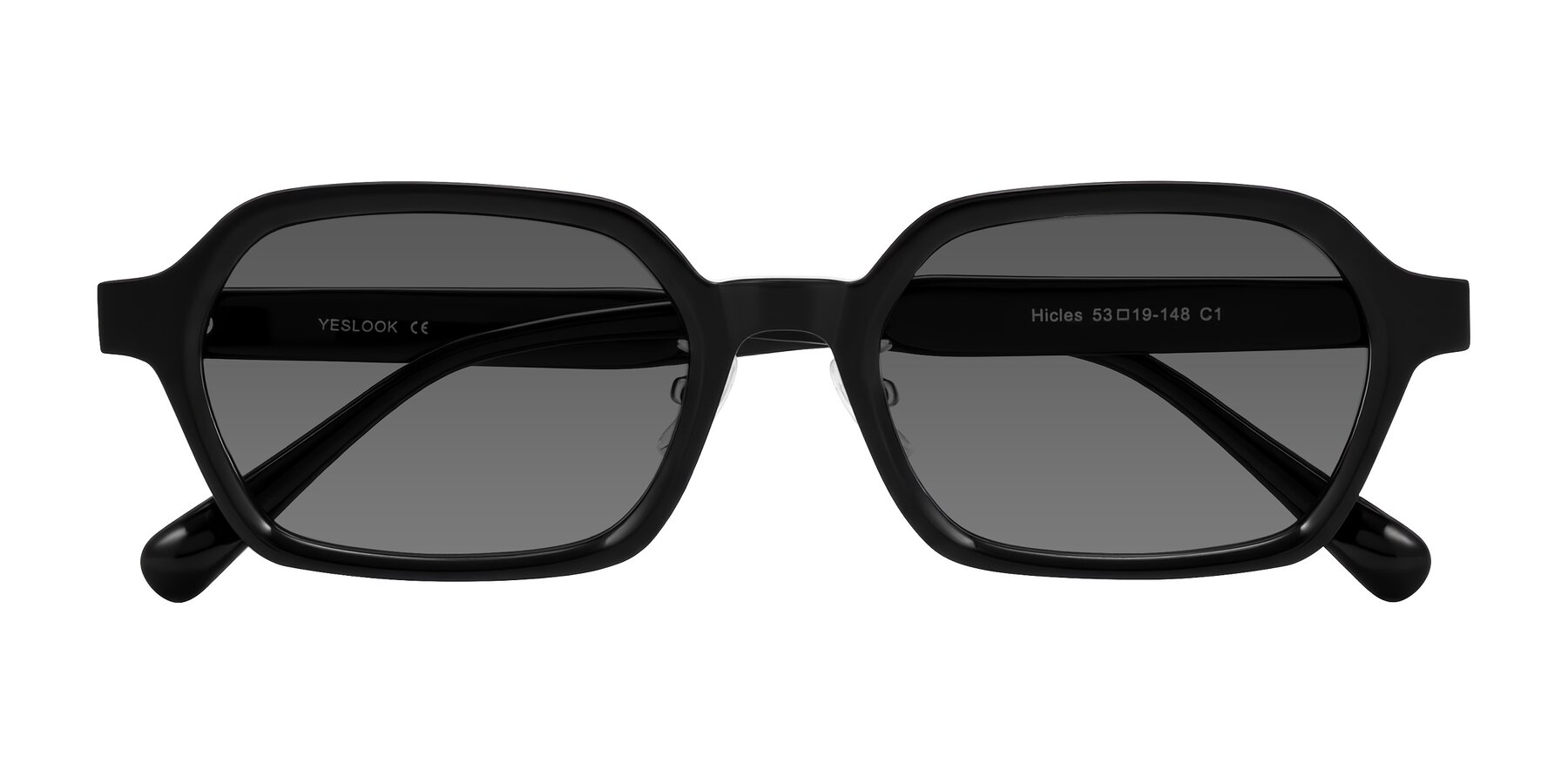 Folded Front of Hicles in Black with Medium Gray Tinted Lenses