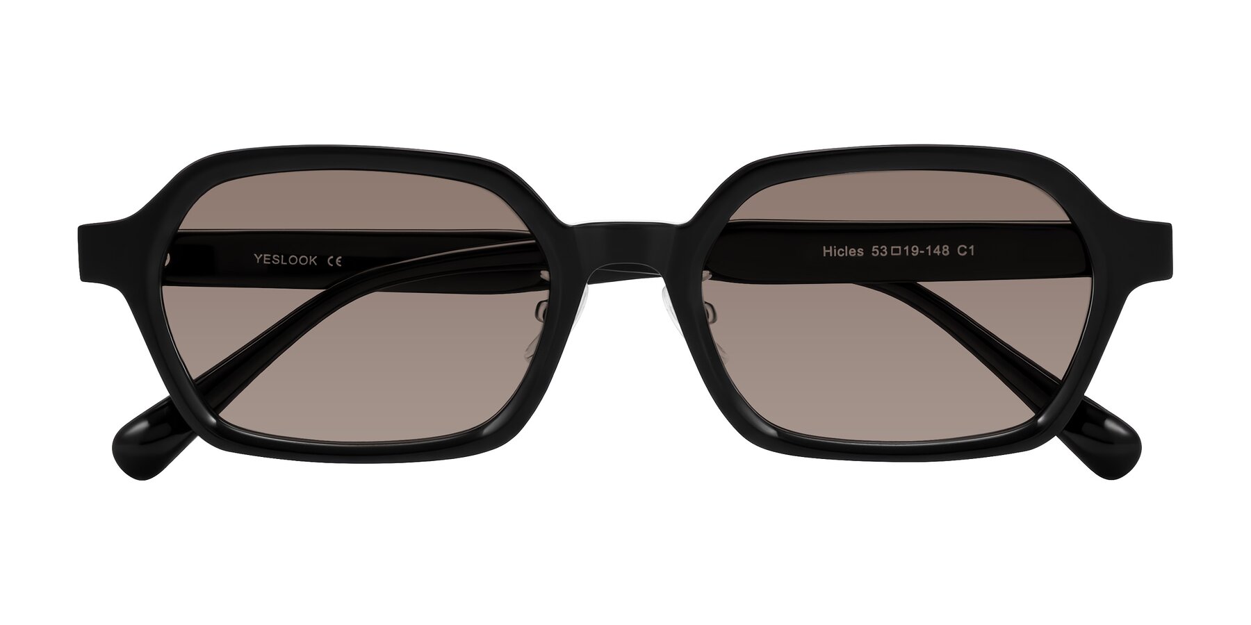 Folded Front of Hicles in Black with Medium Brown Tinted Lenses