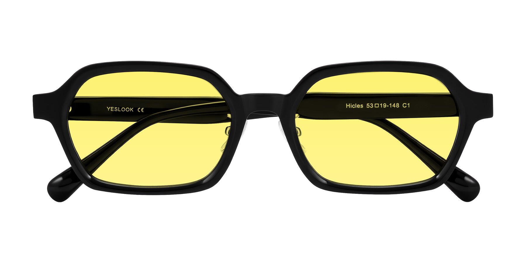 Folded Front of Hicles in Black with Medium Yellow Tinted Lenses
