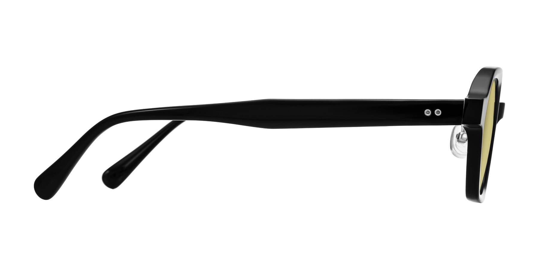 Side of Hicles in Black with Medium Champagne Tinted Lenses