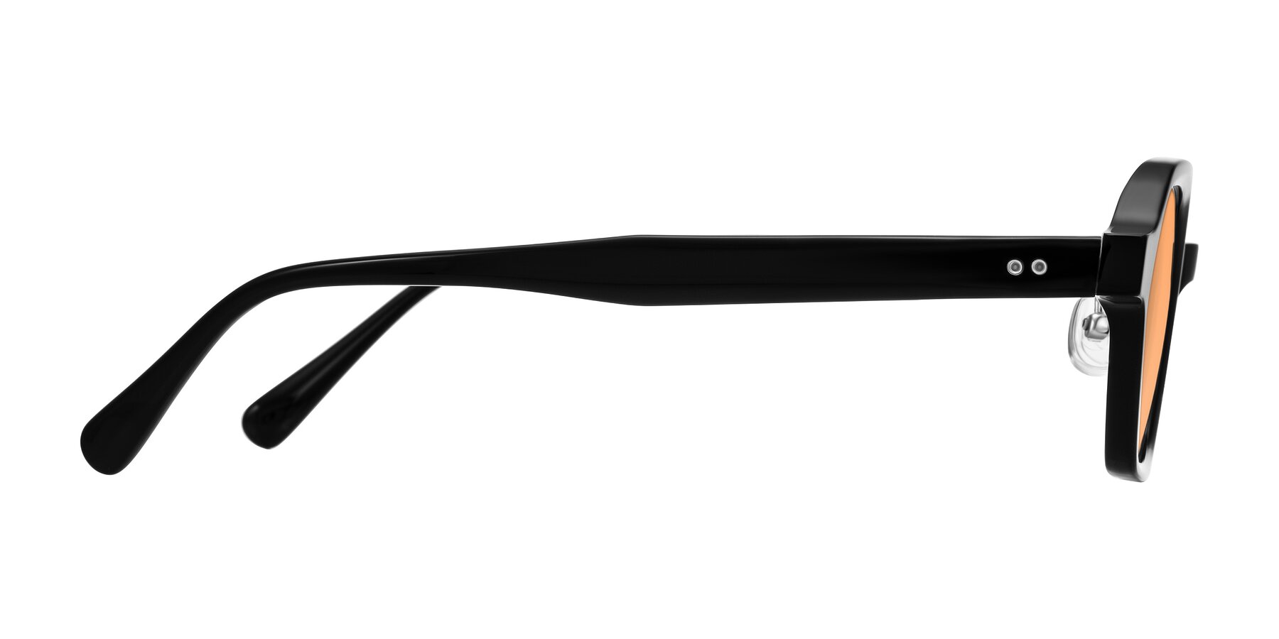 Side of Hicles in Black with Medium Orange Tinted Lenses