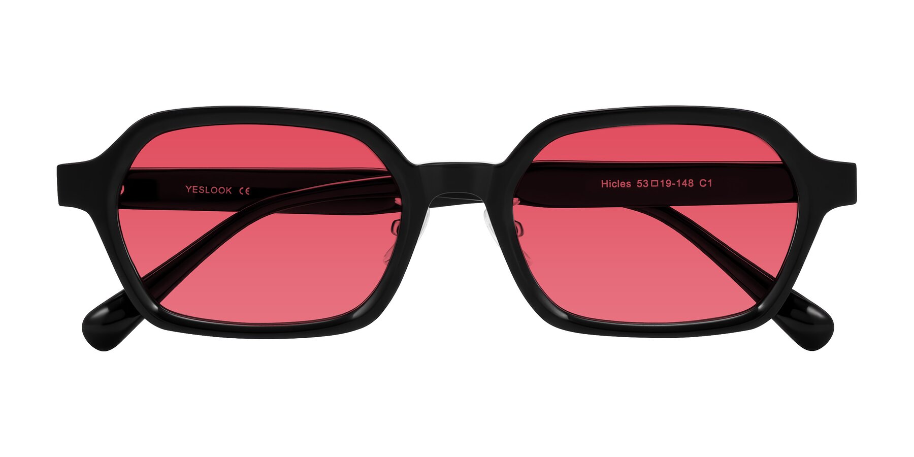 Folded Front of Hicles in Black with Red Tinted Lenses