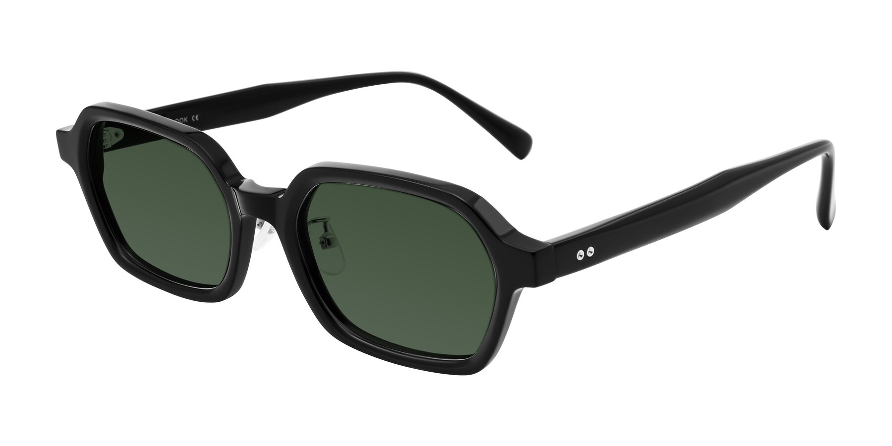 Angle of Hicles in Black with Green Tinted Lenses