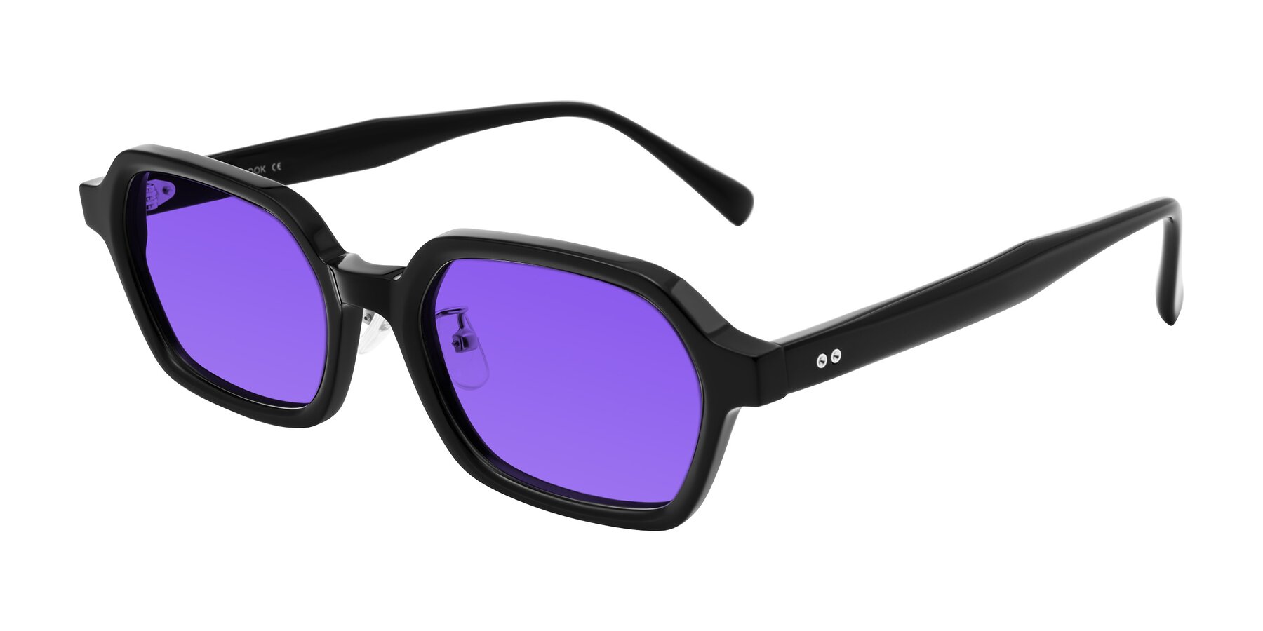 Angle of Hicles in Black with Purple Tinted Lenses