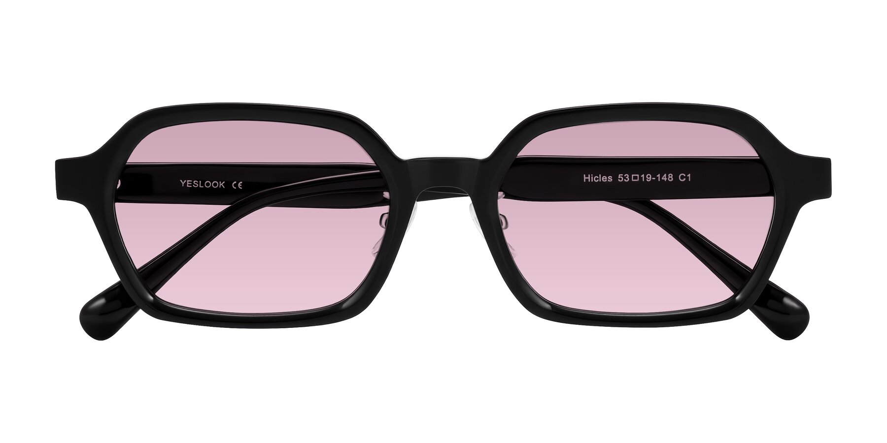 Folded Front of Hicles in Black with Light Wine Tinted Lenses