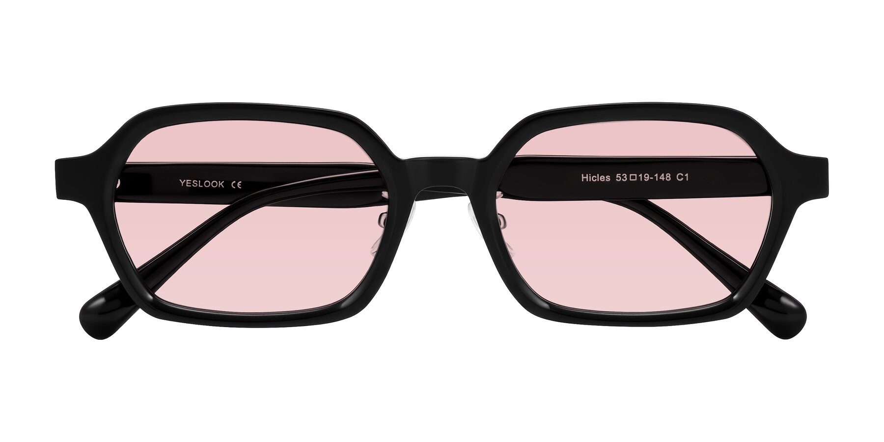 Folded Front of Hicles in Black with Light Garnet Tinted Lenses