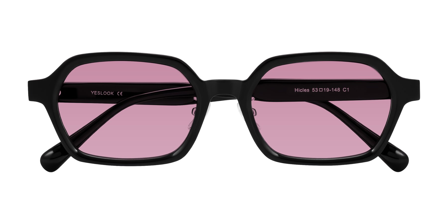 Folded Front of Hicles in Black with Medium Wine Tinted Lenses