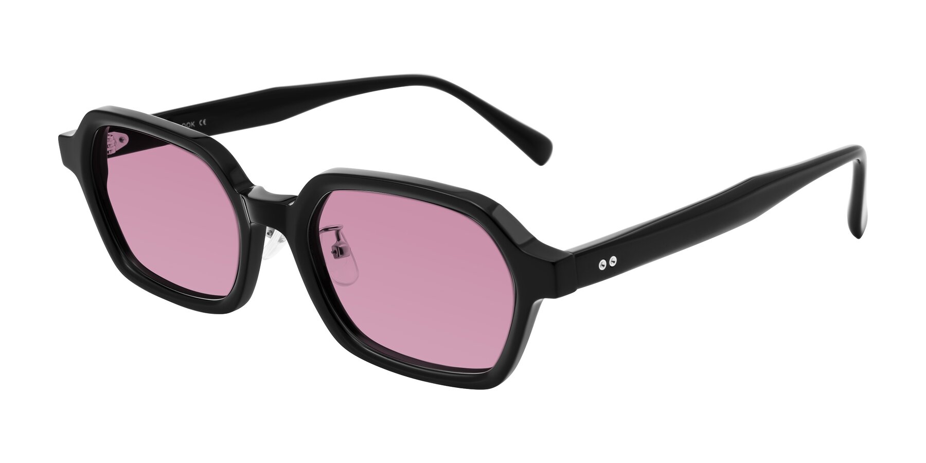 Angle of Hicles in Black with Medium Wine Tinted Lenses