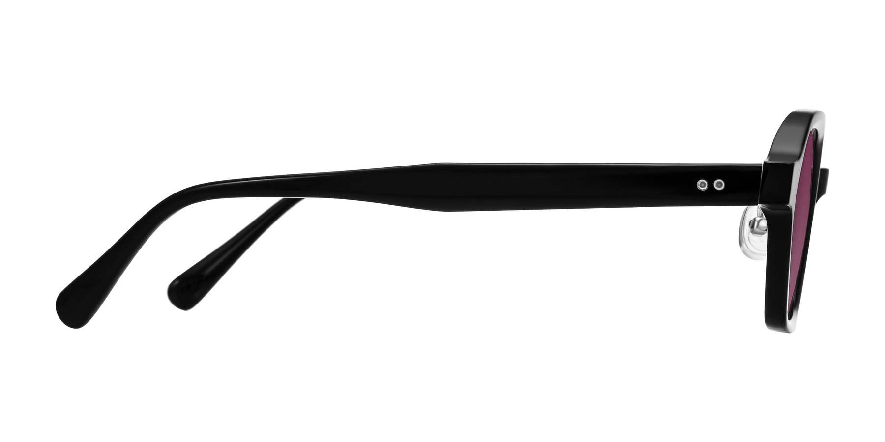 Side of Hicles in Black with Wine Tinted Lenses