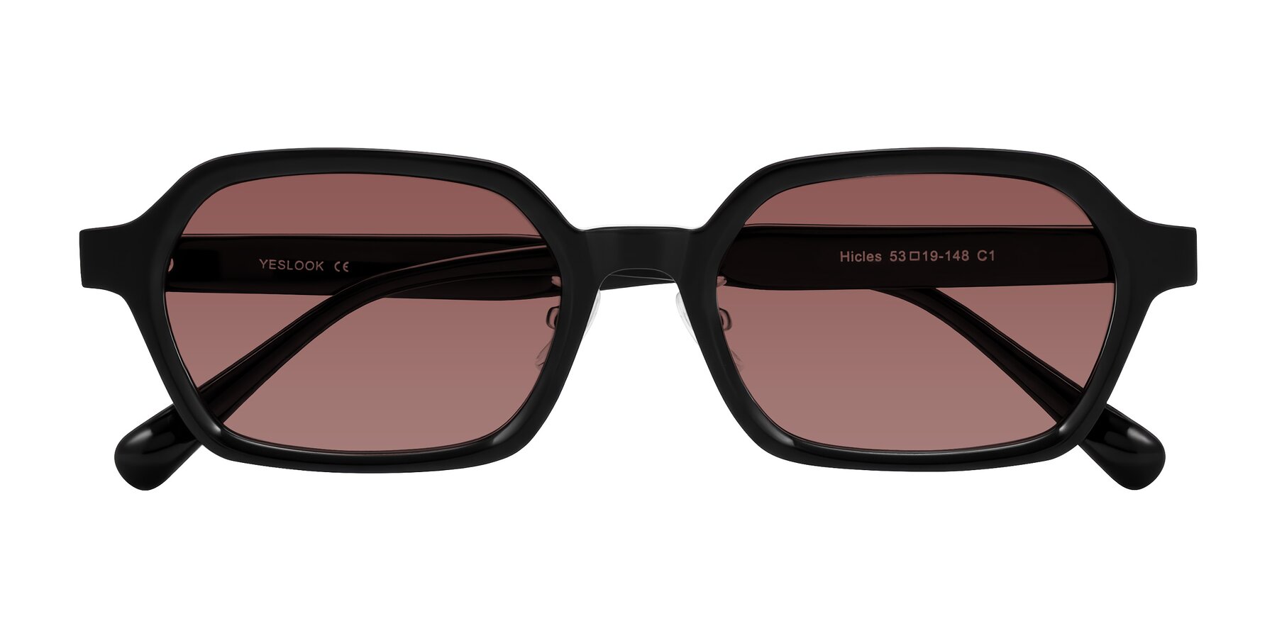 Folded Front of Hicles in Black with Garnet Tinted Lenses