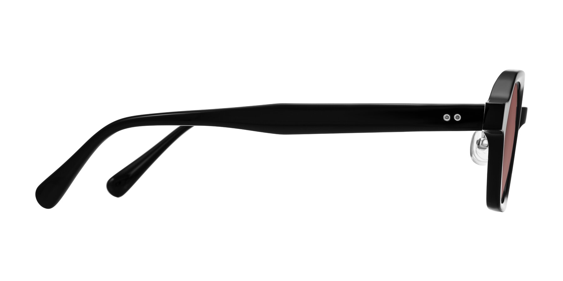 Side of Hicles in Black with Garnet Tinted Lenses