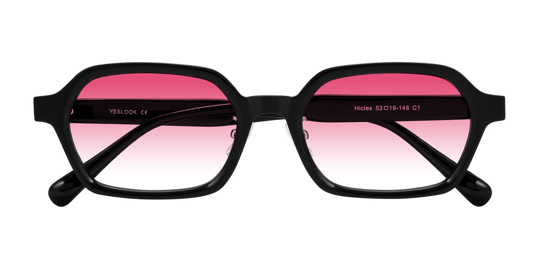 Folded Front of Hicles in Black with Pink Gradient Lenses