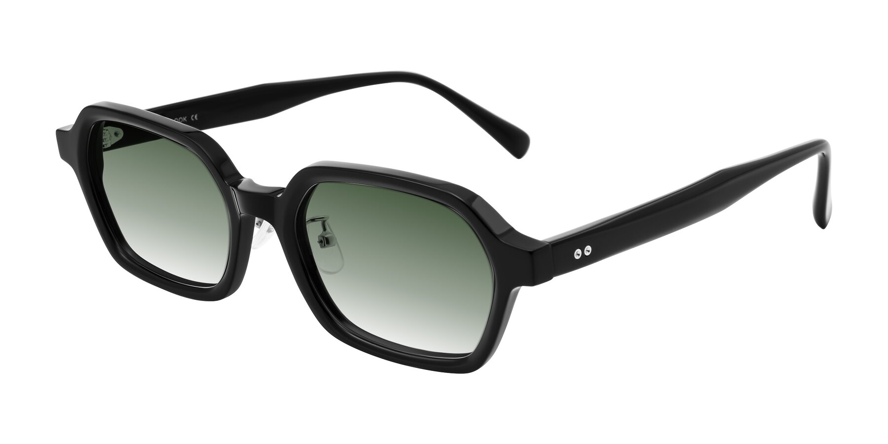 Angle of Hicles in Black with Green Gradient Lenses