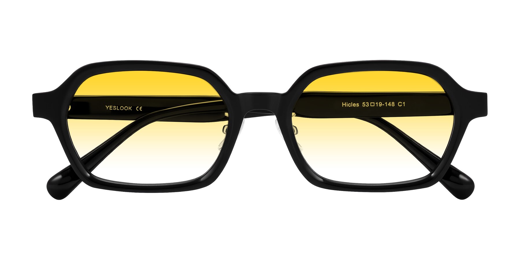 Folded Front of Hicles in Black with Yellow Gradient Lenses