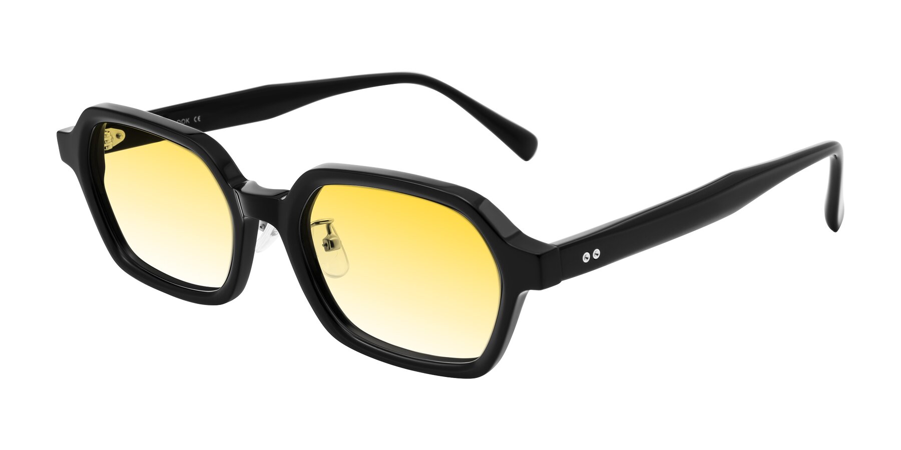 Angle of Hicles in Black with Yellow Gradient Lenses