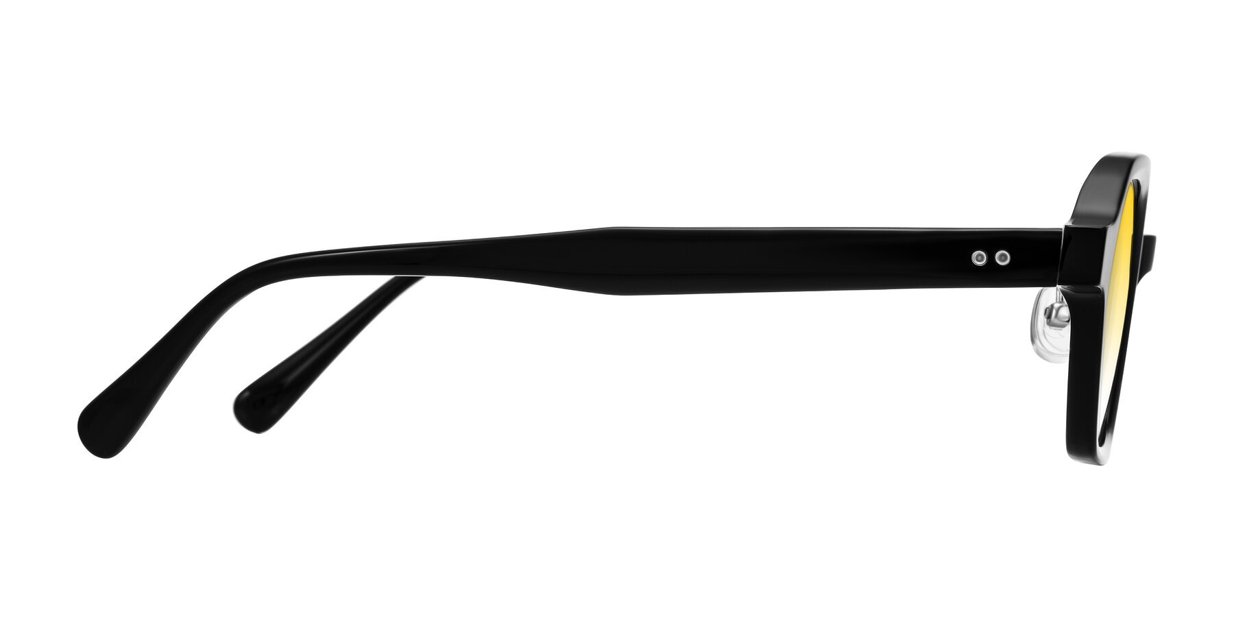 Side of Hicles in Black with Yellow Gradient Lenses