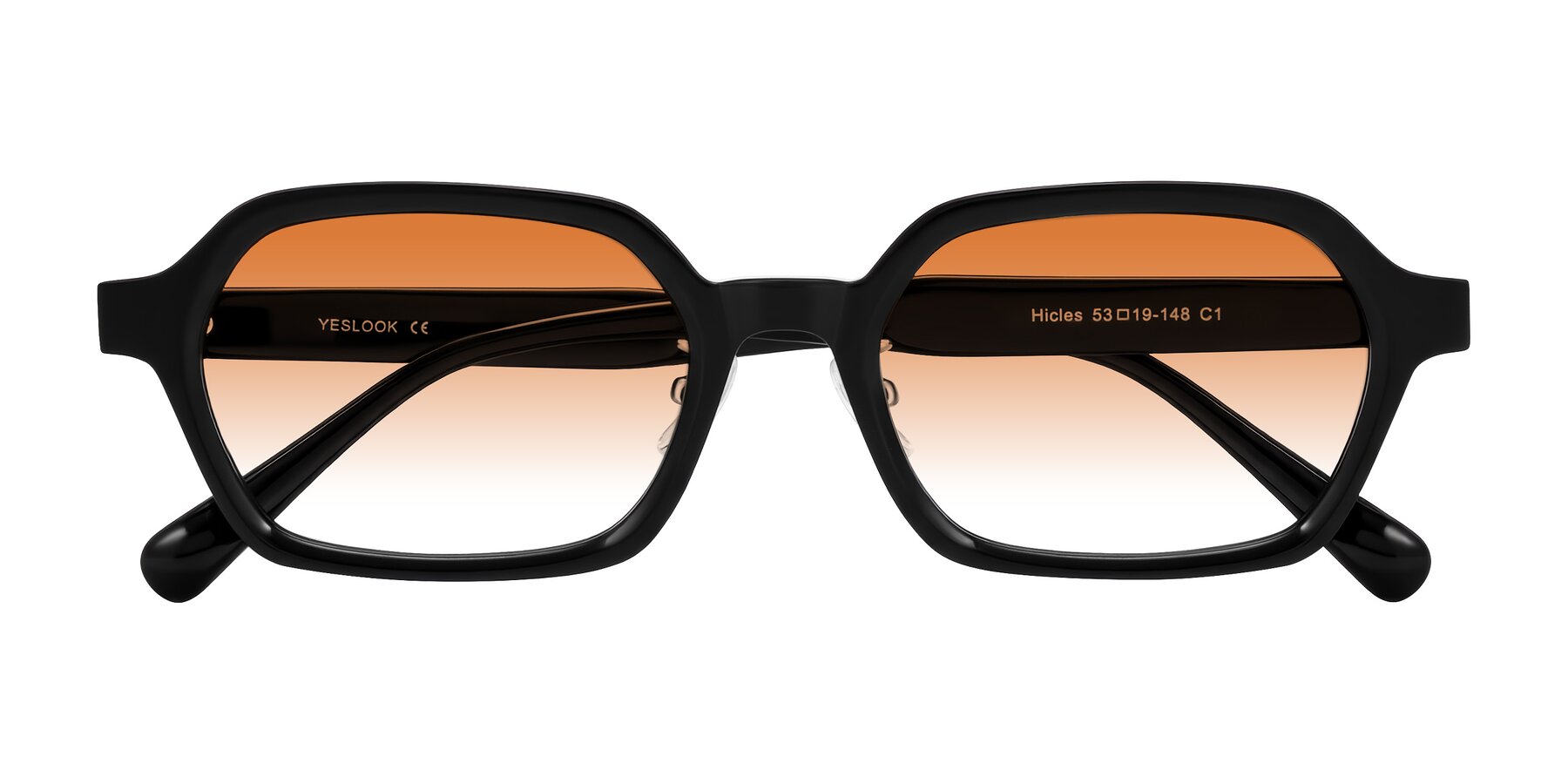 Folded Front of Hicles in Black with Orange Gradient Lenses