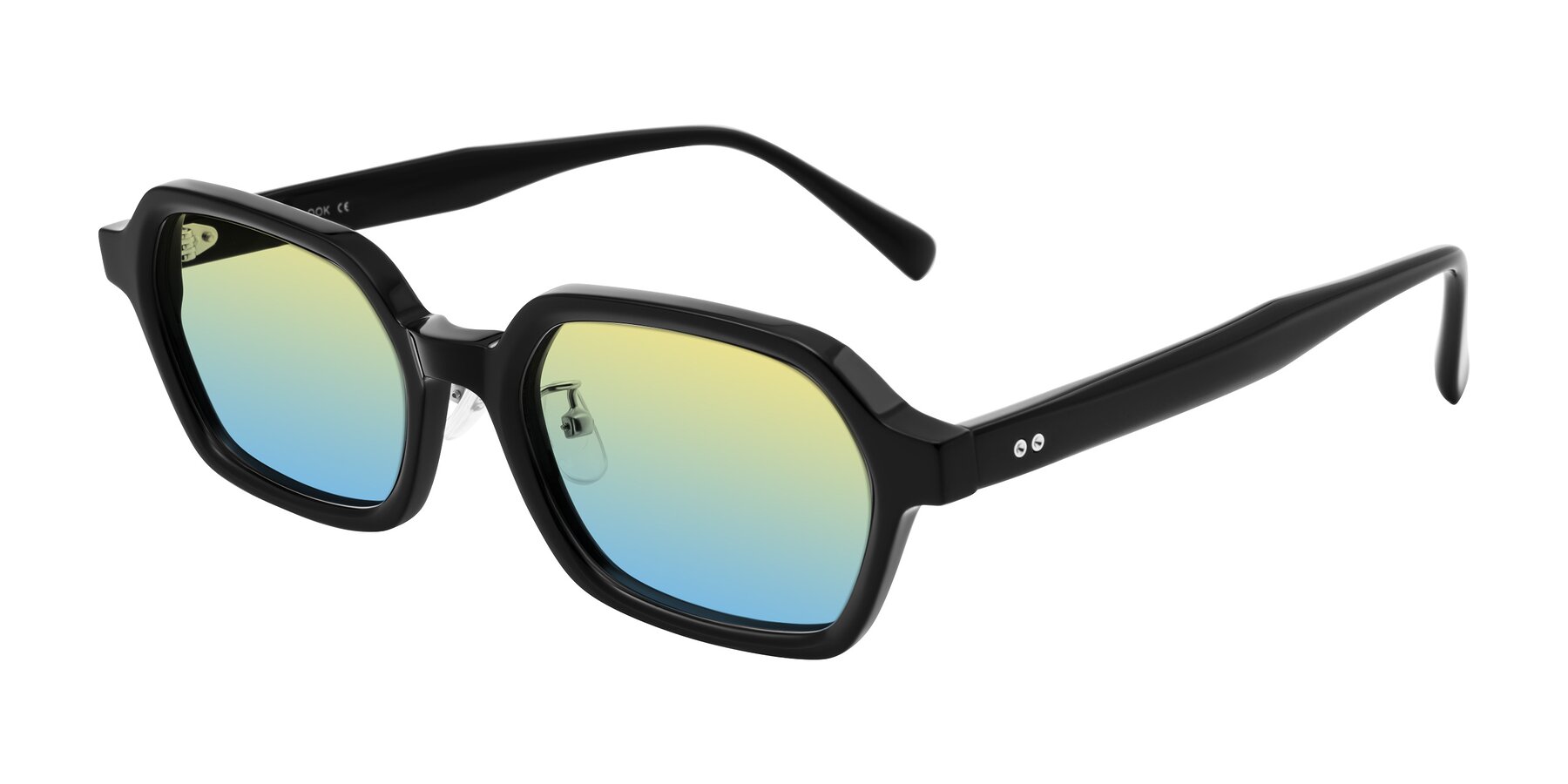 Angle of Hicles in Black with Yellow / Blue Gradient Lenses