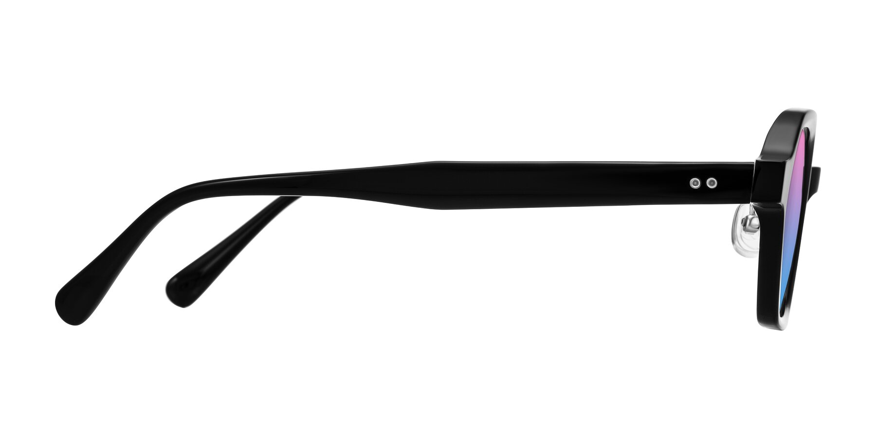 Side of Hicles in Black with Pink / Blue Gradient Lenses