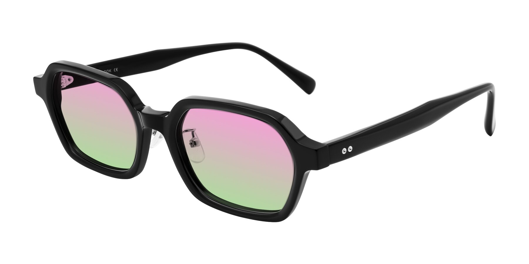 Angle of Hicles in Black with Pink / Green Gradient Lenses