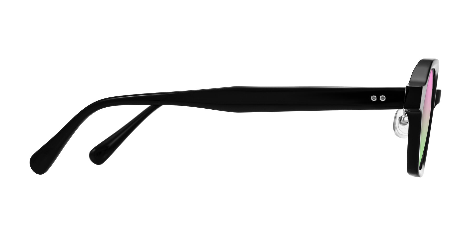 Side of Hicles in Black with Pink / Green Gradient Lenses