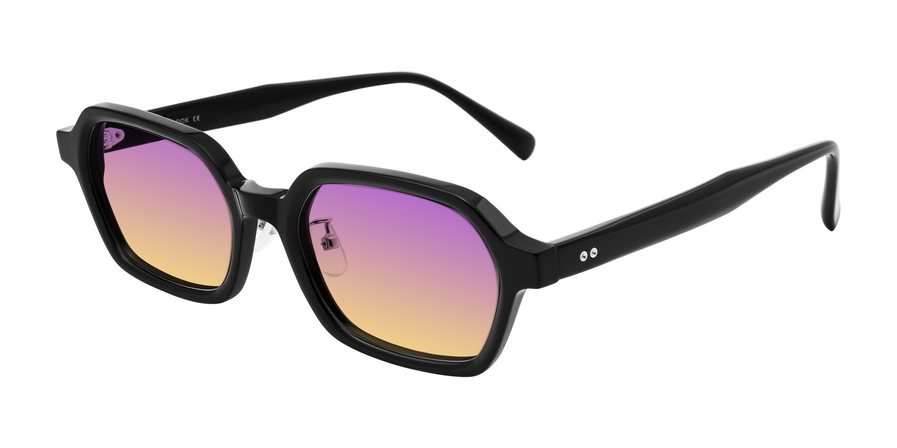 Angle of Hicles in Black with Purple / Yellow Gradient Lenses