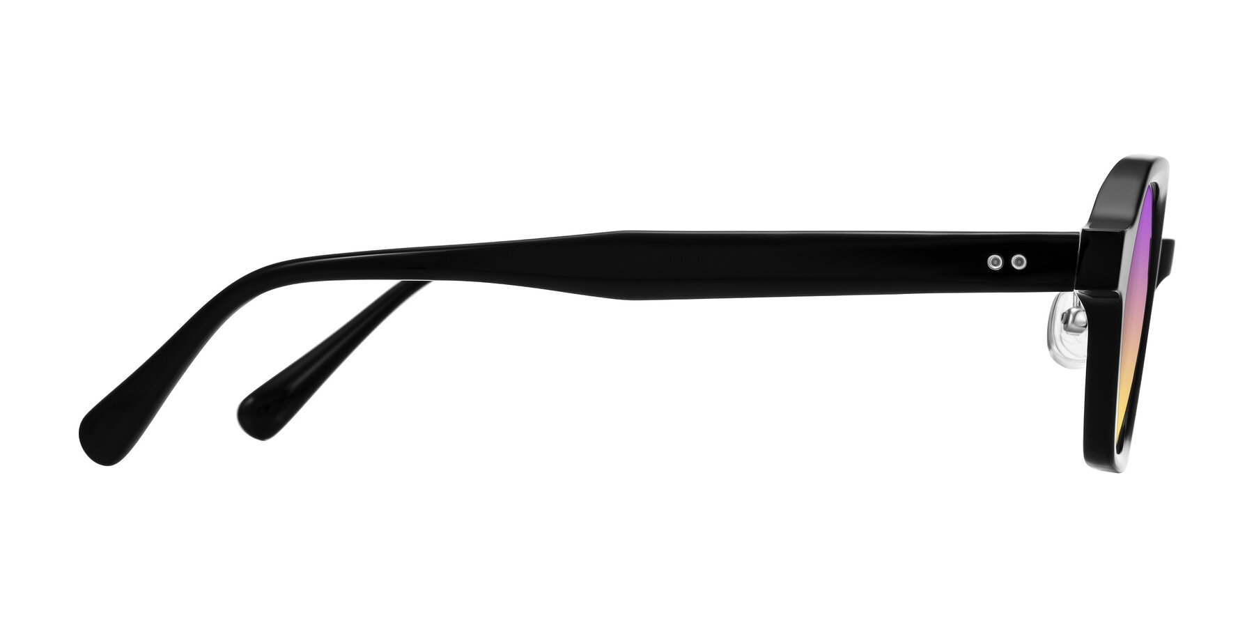 Side of Hicles in Black with Purple / Yellow Gradient Lenses
