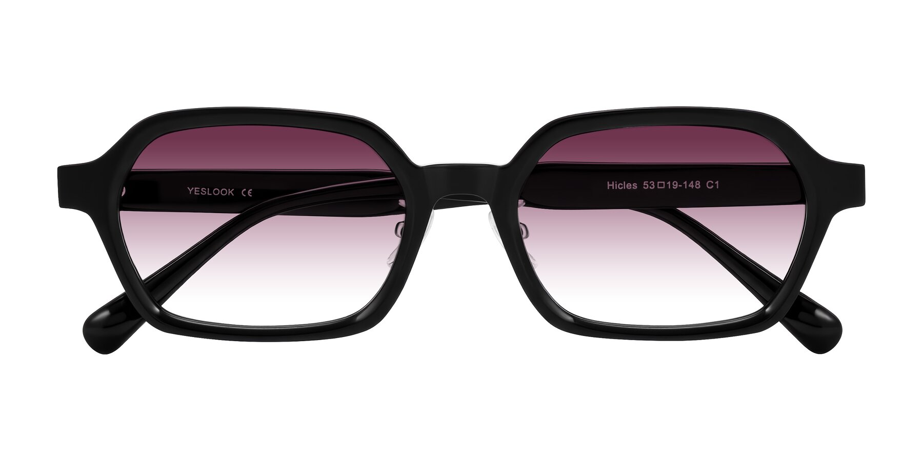 Folded Front of Hicles in Black with Wine Gradient Lenses