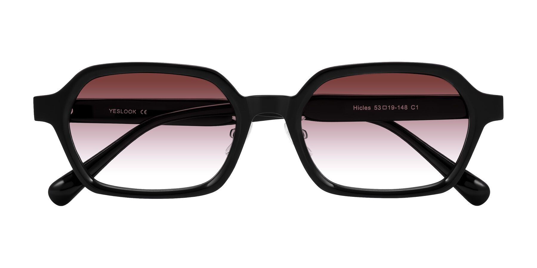 Folded Front of Hicles in Black with Garnet Gradient Lenses