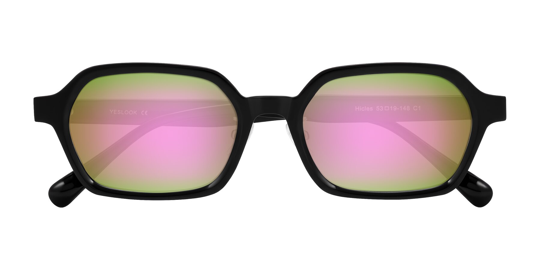 Folded Front of Hicles in Black with Pink Mirrored Lenses