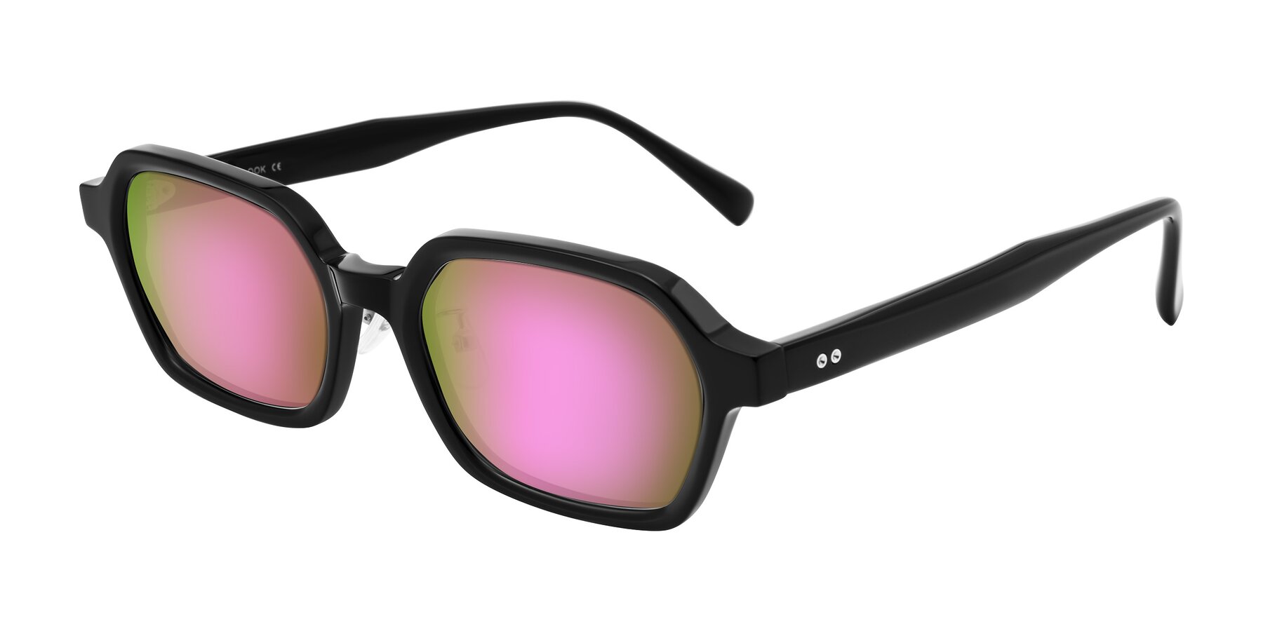 Angle of Hicles in Black with Pink Mirrored Lenses