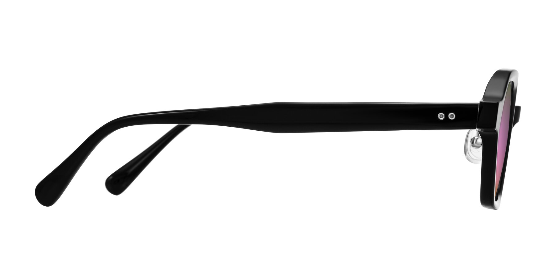 Side of Hicles in Black with Pink Mirrored Lenses