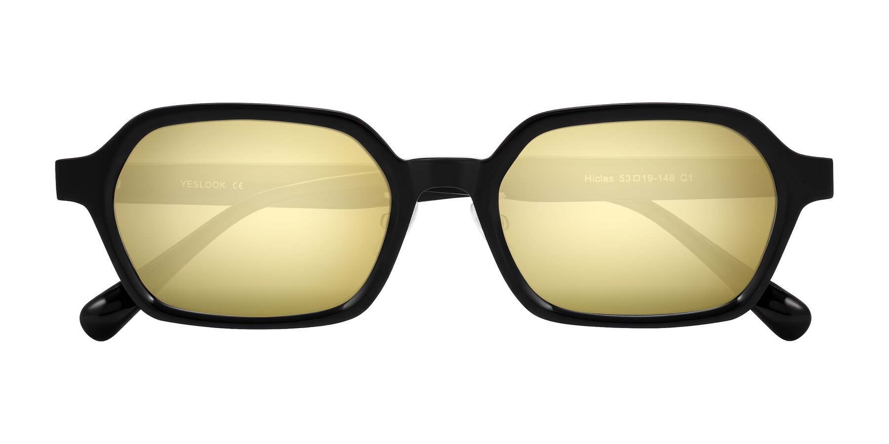 Folded Front of Hicles in Black with Gold Mirrored Lenses