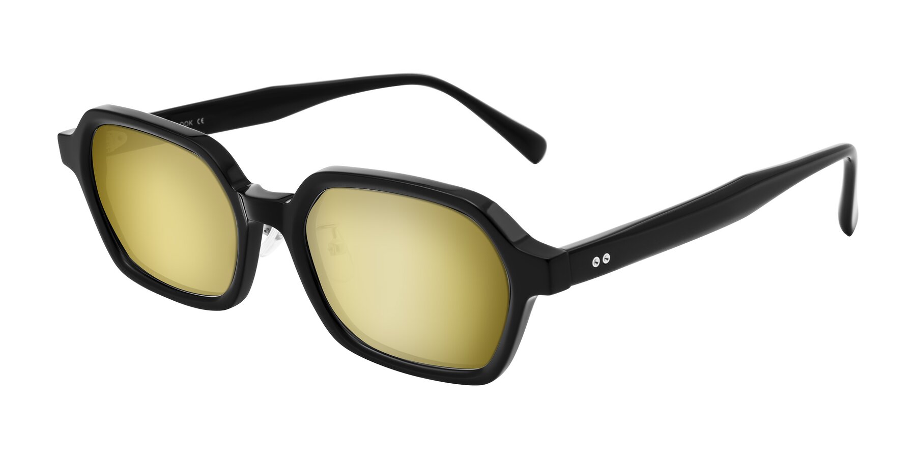 Angle of Hicles in Black with Gold Mirrored Lenses