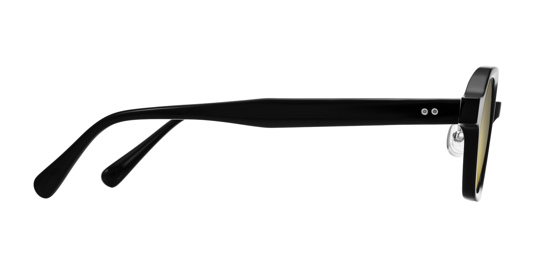 Side of Hicles in Black with Gold Mirrored Lenses