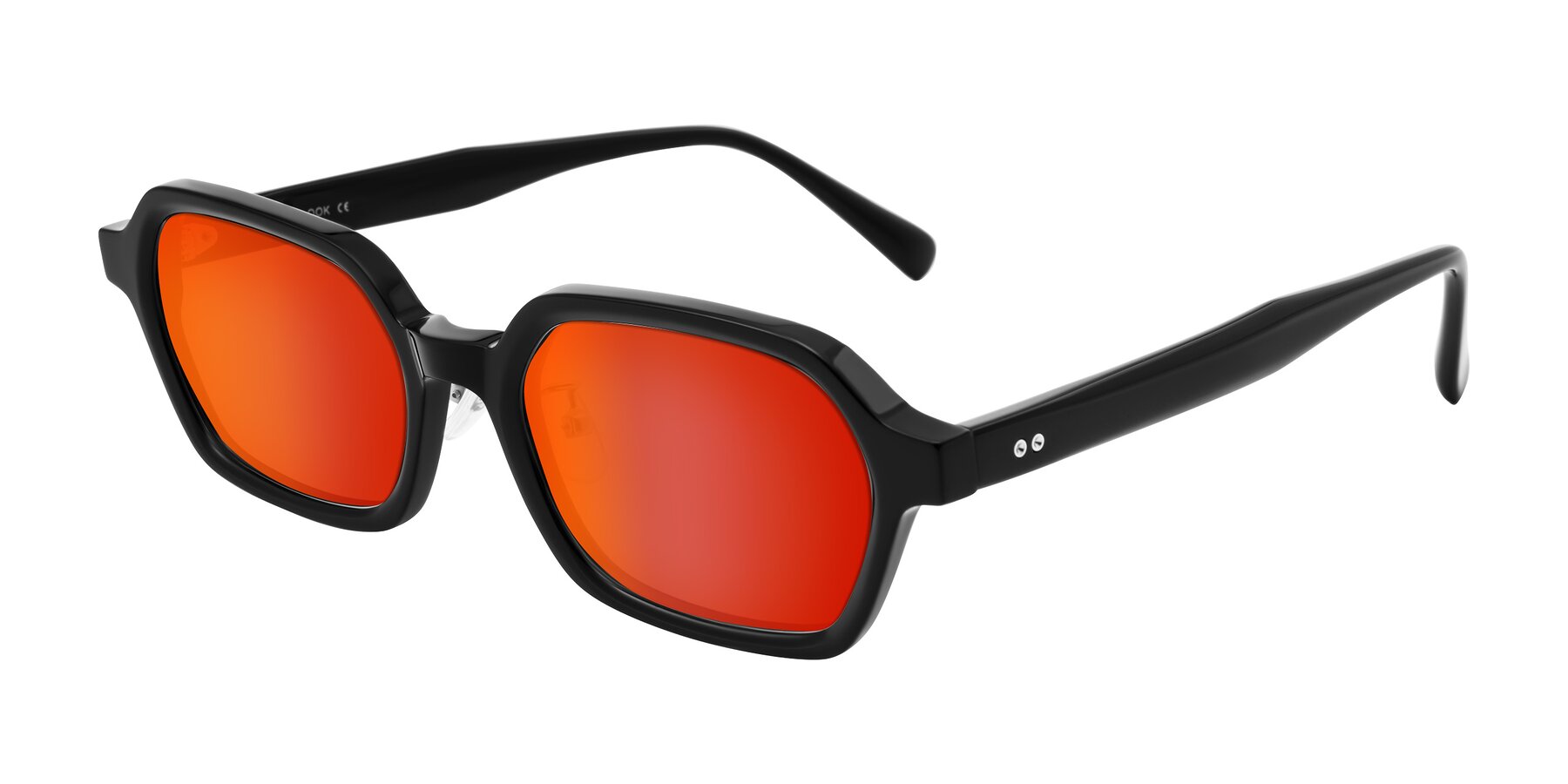 Angle of Hicles in Black with Red Gold Mirrored Lenses